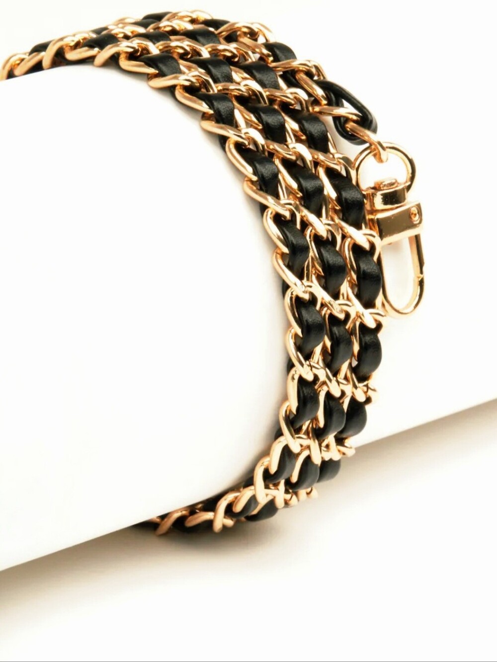 Black Leather & Gold-tone Metal Replacement Bag Strap